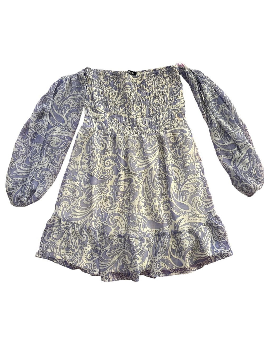 Express Lavender Paisley Off-Shoulder Dress